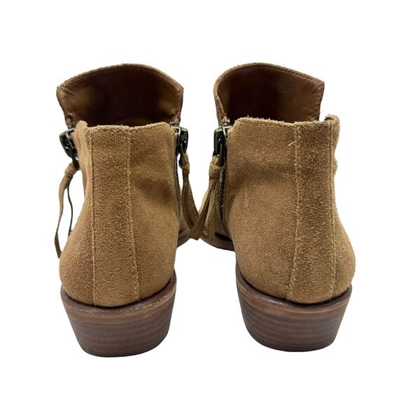 Gianni Bini A-lister Tan Suede Leather Double Zip Closure Block Heel Booties - Picture 5 of 10